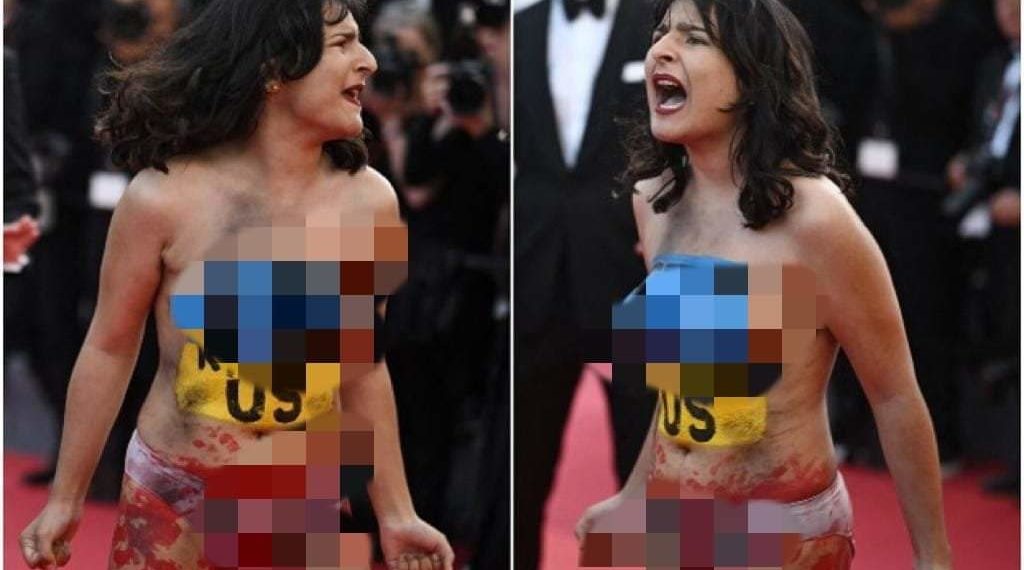 امرأة عارية تقتحم مهرجان “كان” السينمائي