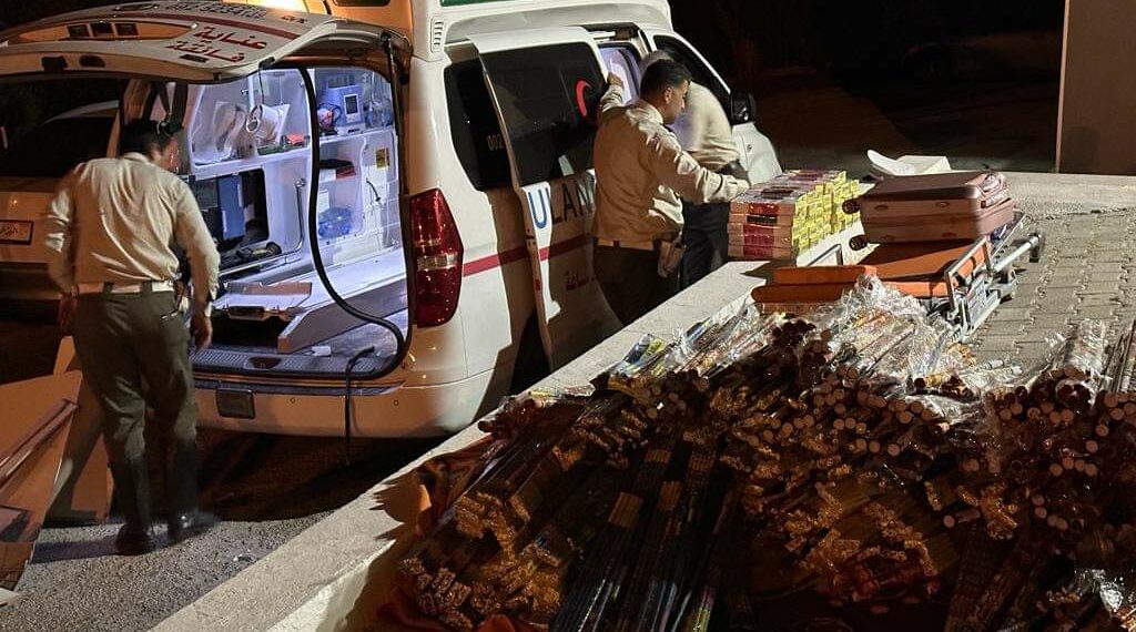 هرڨلة: ضبط سيارة إسعاف قادمة من دولة مجاورة محملة بشماريخ تقدر قيمتها بحوالي 148 ألف دينار