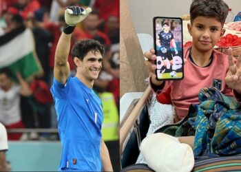 ياسين بونو يحقق أمنية طفل فلسطيني بُترت قدمه في الحرب