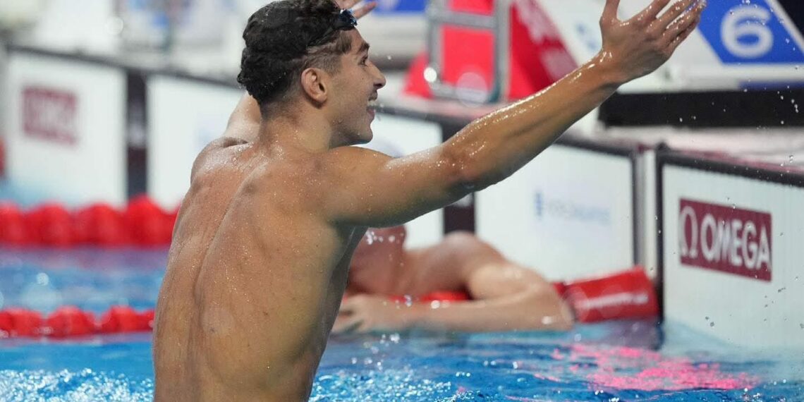 أحمد الجوادي بطل العالم في سباق 1500 متر سباحة حرة