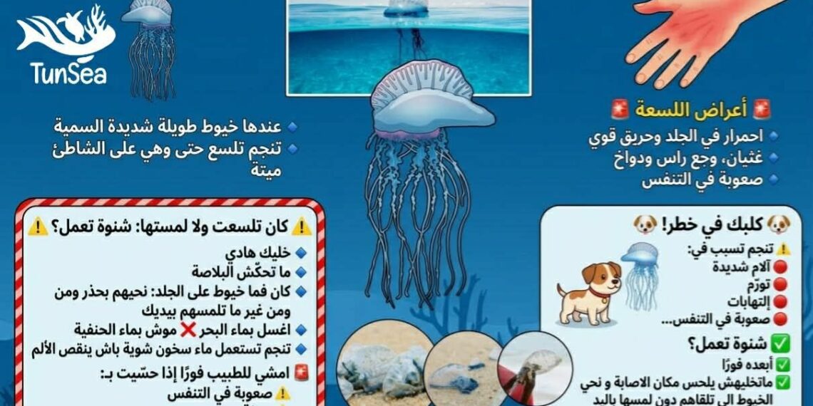 طبرقة: ظهور كائن بحري خطير اسمه “رجل الحرب البرتغالي”
