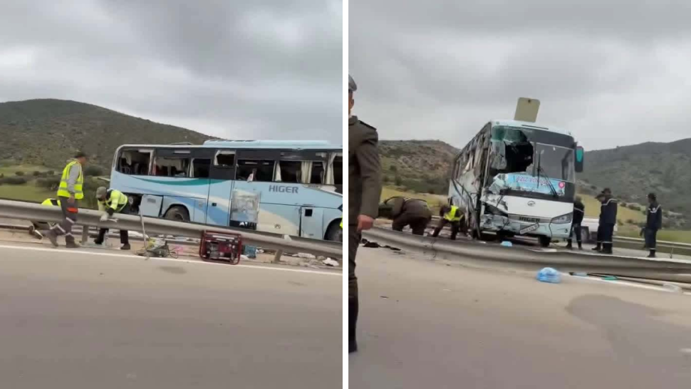 طريق السيارة باجة – تونس: وفاة شخص وإصابة 51 آخرين في انقلاب حافلة سياحية جزائرية