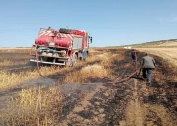 السيطرة على حريق بمزرعة حبوب بسليانة