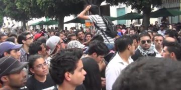 Manifestations de jeunes à Tunis, aujourd&rsquo;hui, pour réclamer la libération de leurs collègues