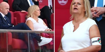 L’allemande qui croit prendre pied.