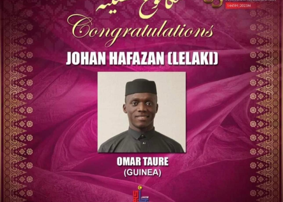 Concours international de mémorisation du Coran en Malaisie: le Guinéen, Oumar Touré, remporte le 1er prix